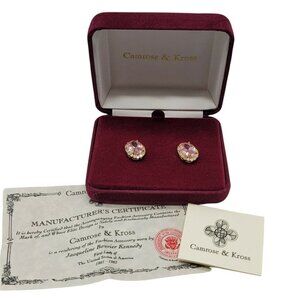 Camrose Kross Jacqueline Kennedy Simulated Kunzite Oval Cluster Earrings COA